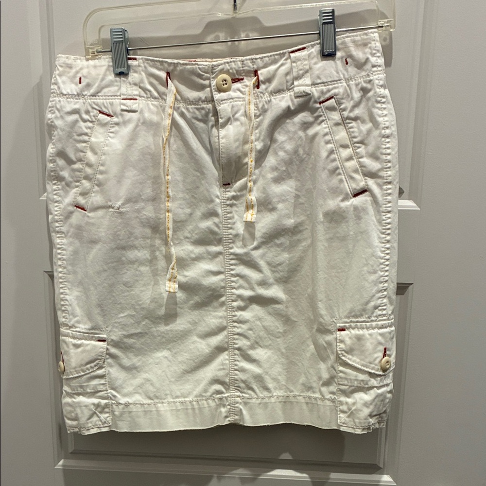 Ralph Lauren Polo Jeans Co. White Cargo Skirt with rust and yellow Accents